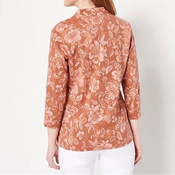 Isaac Mizrahi Live! Printed Pima Cotton V-Neck 3/4-Sleeve Top - Picture 2 of 5